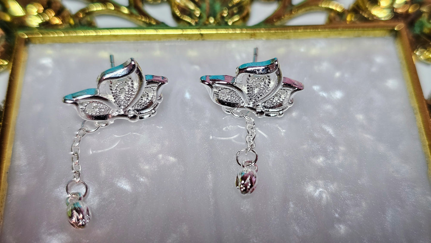 925 STERLING LOTUS FLOWER EARRINGS