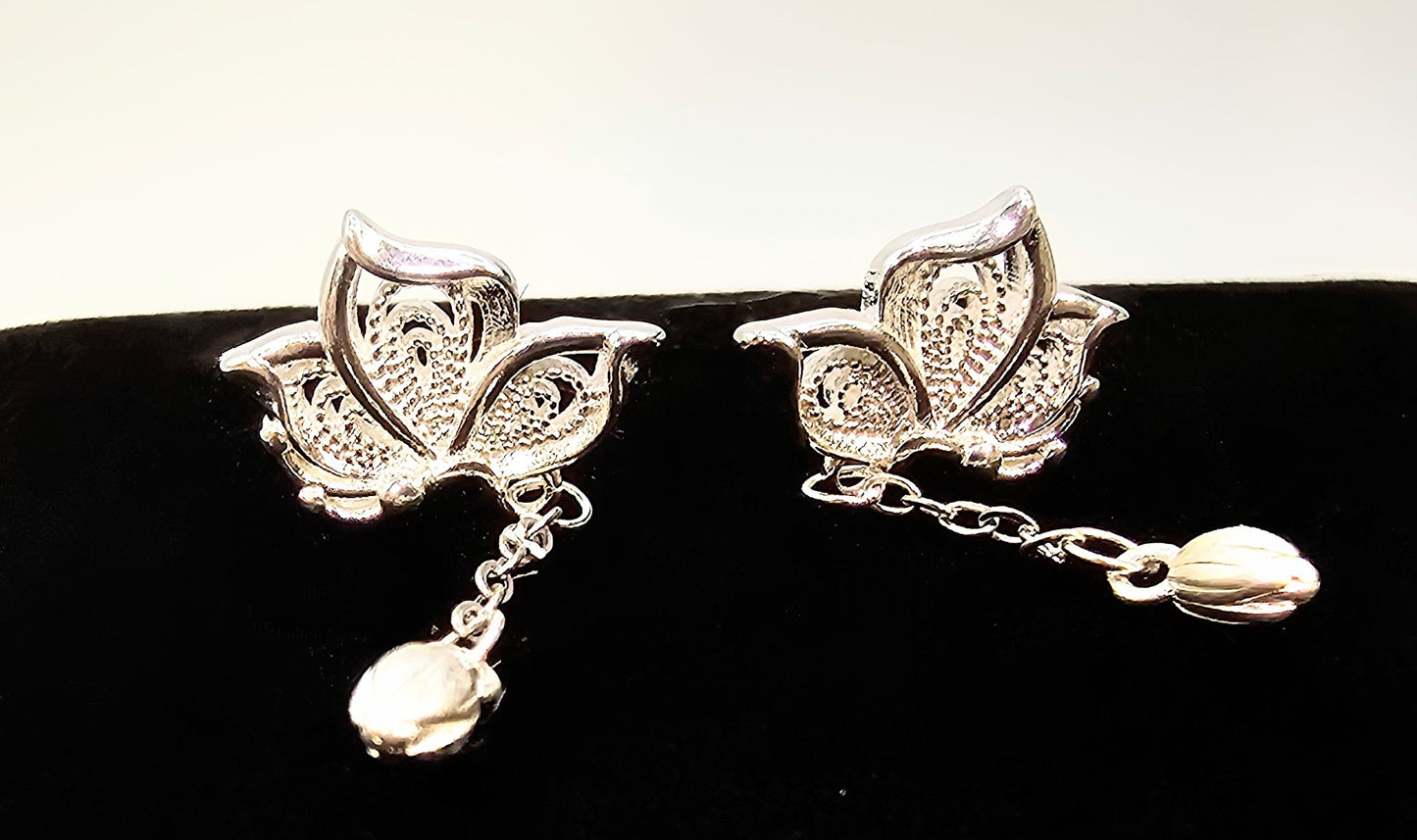 925 STERLING LOTUS FLOWER EARRINGS