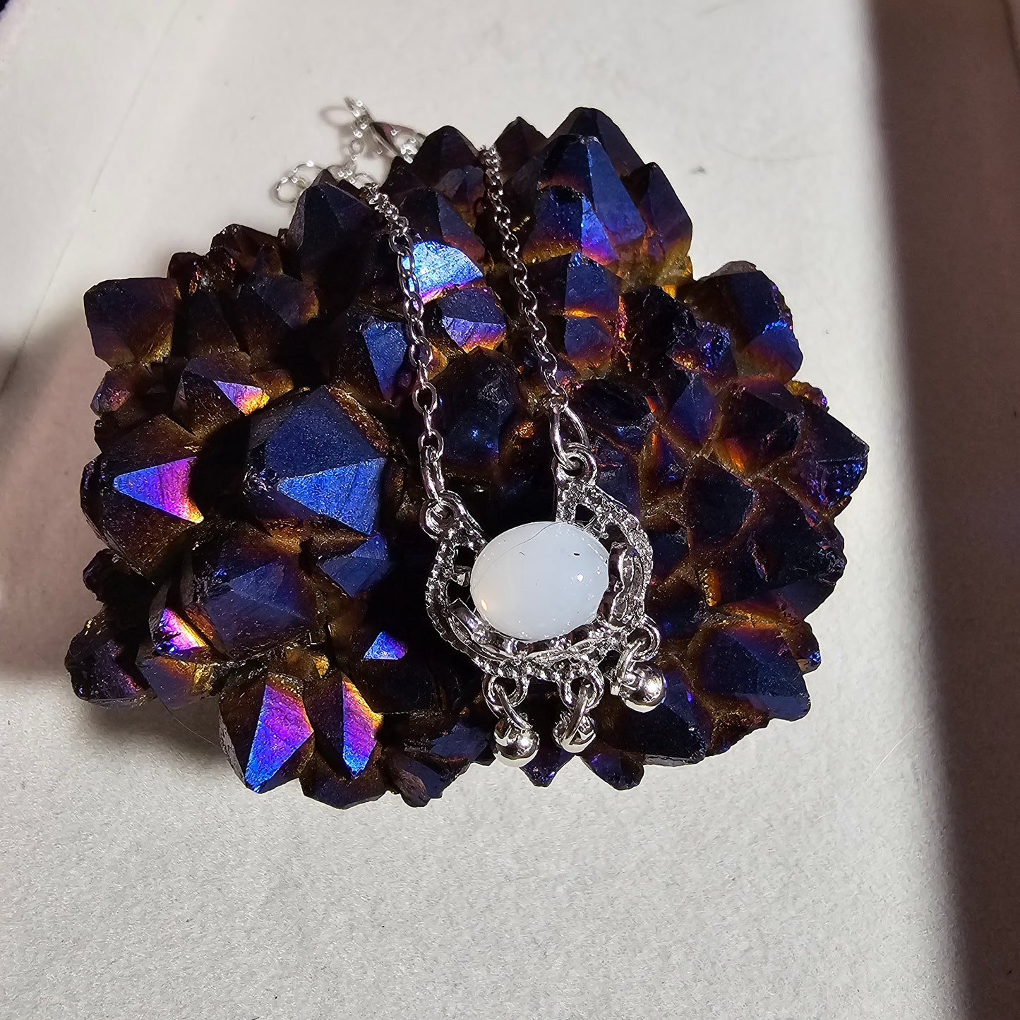 925 SILVER NECKLACE WITH WHITE JADE