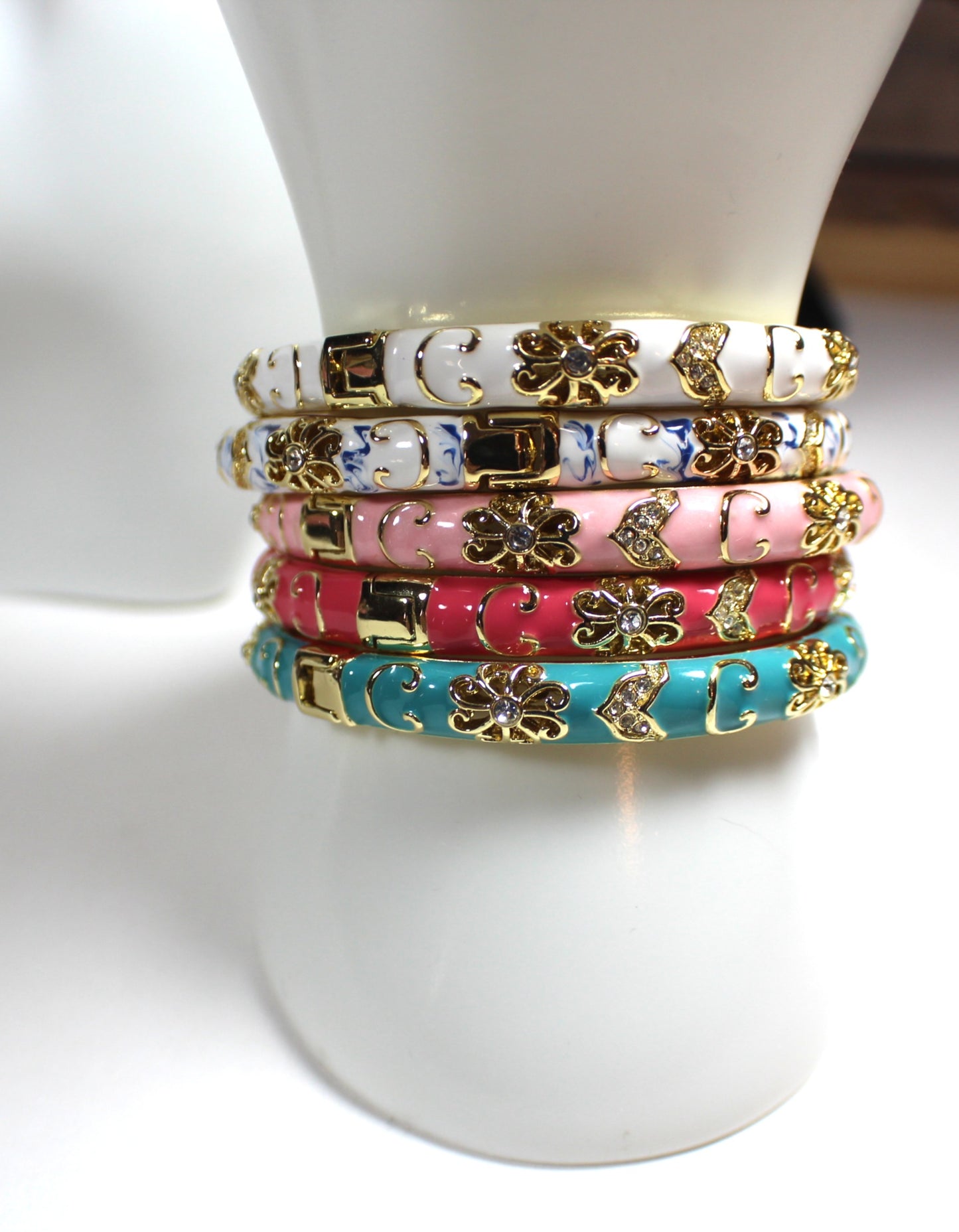 Cloisonné Bloom Bangle Bracelet