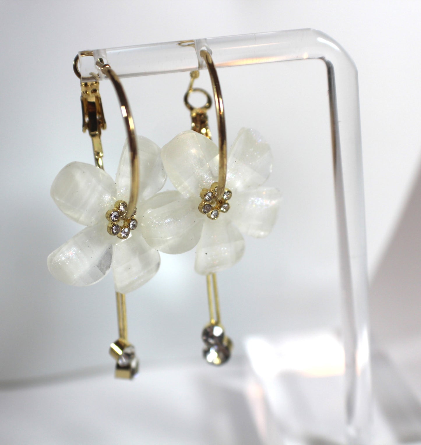 Iridescent Resin Floral Drop Earrings