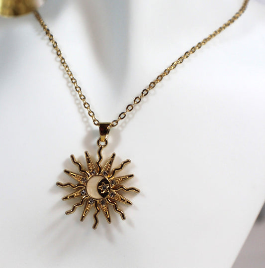 : Celestial Sun & Moon Pendant Necklace