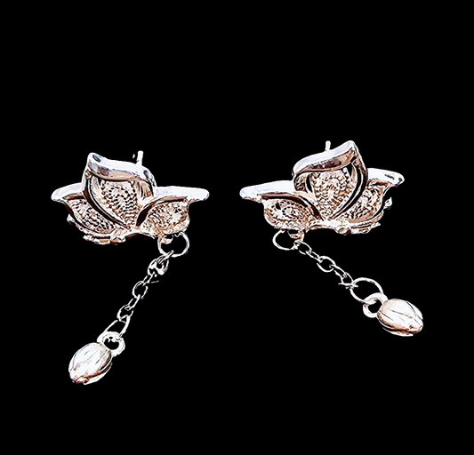 925 PLATED STERLING LOTUS FLOWER EARRINGS