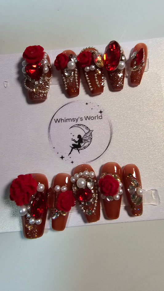 ROSE RED - PRESS ON NAILS