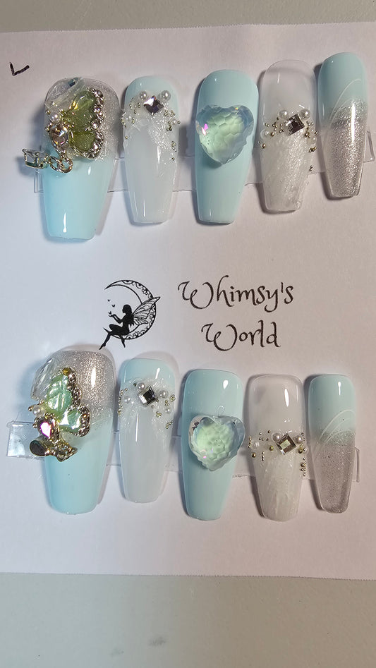 FROSTED BUTTERFLIES - PRESS ON NAILS