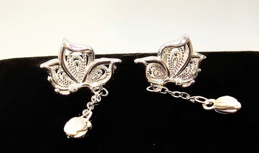 925 STERLING LOTUS FLOWER EARRINGS