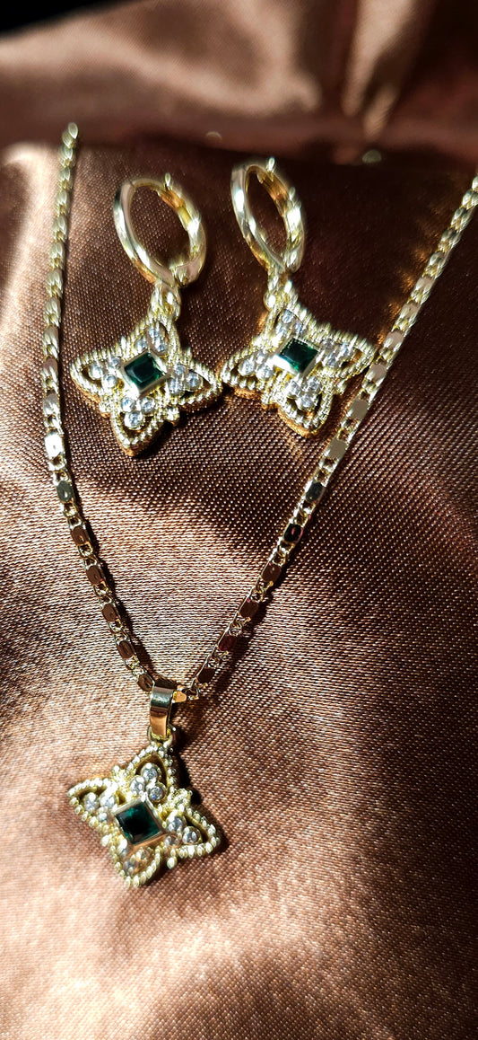 18k Gold Necklace and Earring set