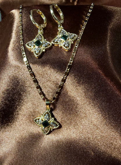 18k Gold Necklace and Earring set