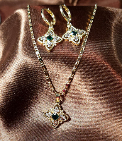 18k Gold Necklace and Earring set