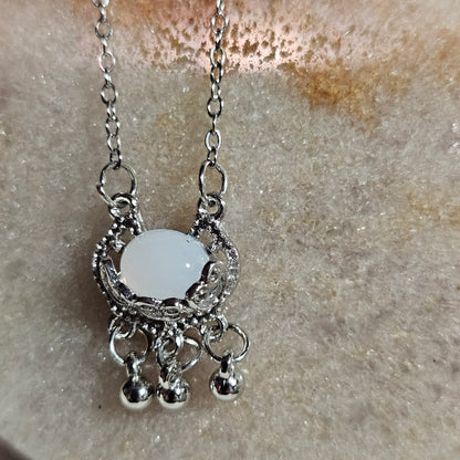 925 SILVER NECKLACE WITH WHITE JADE