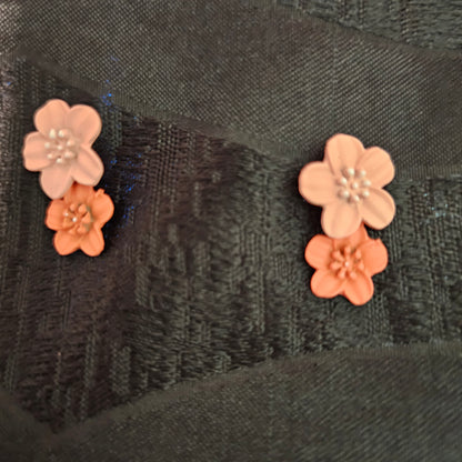 Dual color flower earrings