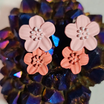 Dual color flower earrings