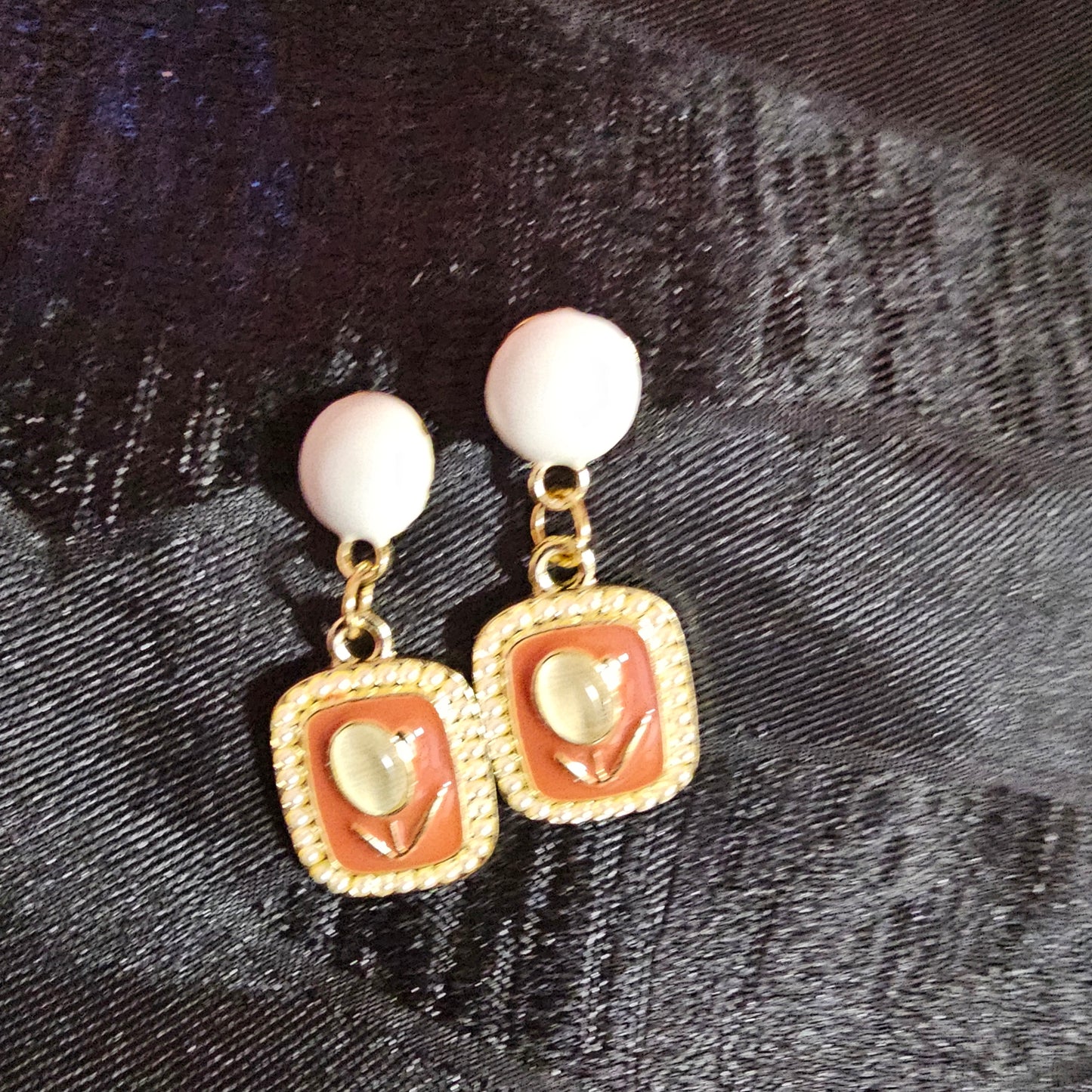 Square Pearl Flower Earrings