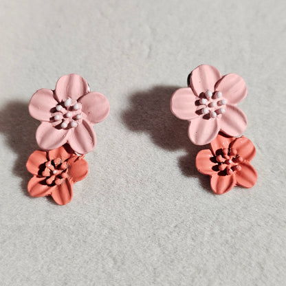 Dual color flower earrings