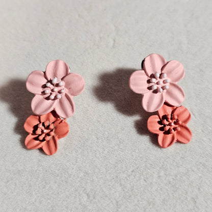 Dual color flower earrings