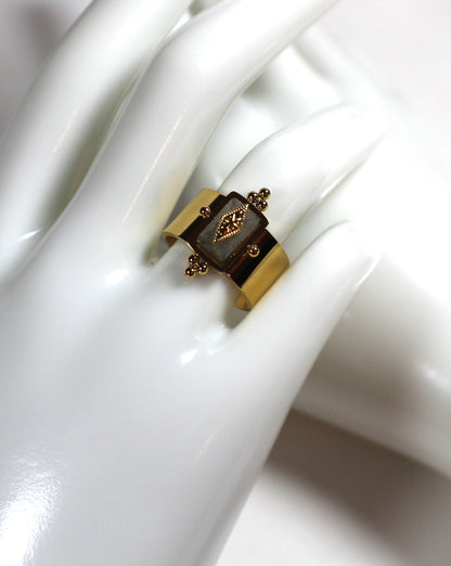 Labradorite Statement Ring – 18K Gold Plated