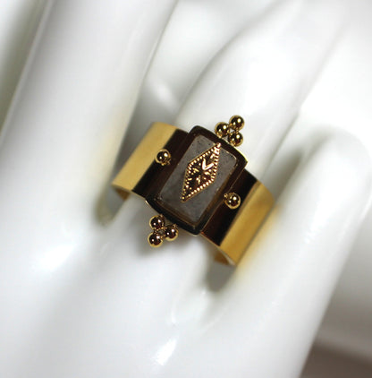 Labradorite Statement Ring – 18K Gold Plated