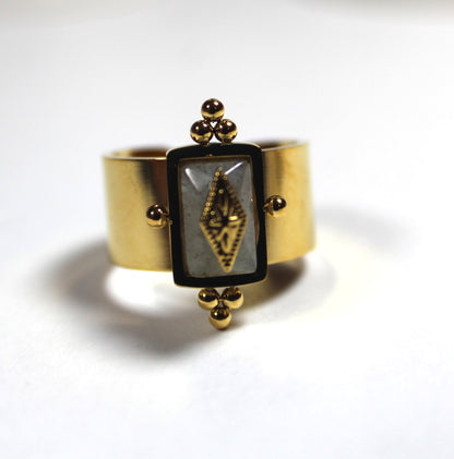 Labradorite Statement Ring – 18K Gold Plated