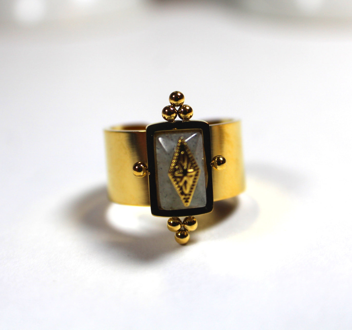 Labradorite Statement Ring – 18K Gold Plated