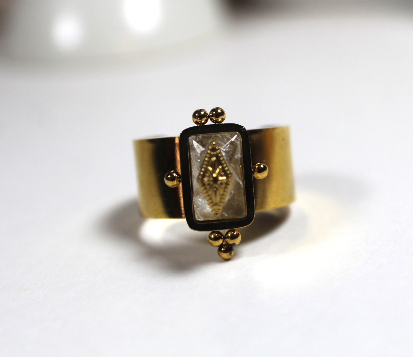 Labradorite Statement Ring – 18K Gold Plated