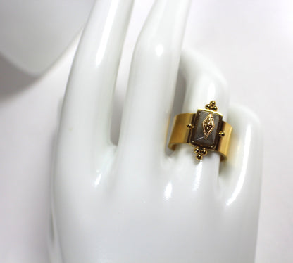 Labradorite Statement Ring – 18K Gold Plated