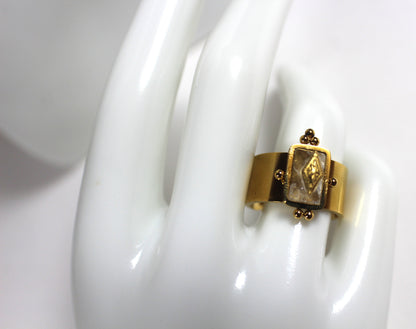 Labradorite Statement Ring – 18K Gold Plated