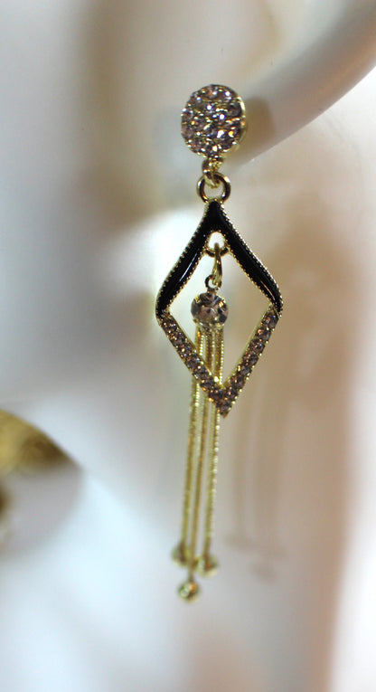 Geometric Tassel Drop Earrings with Zirconia