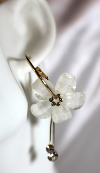 Iridescent Resin Floral Drop Earrings