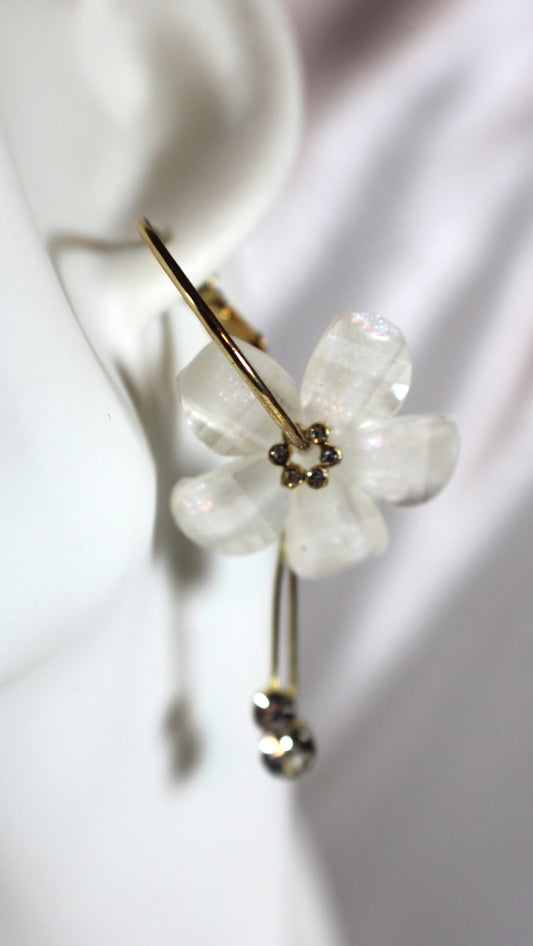 Iridescent Resin Floral Drop Earrings