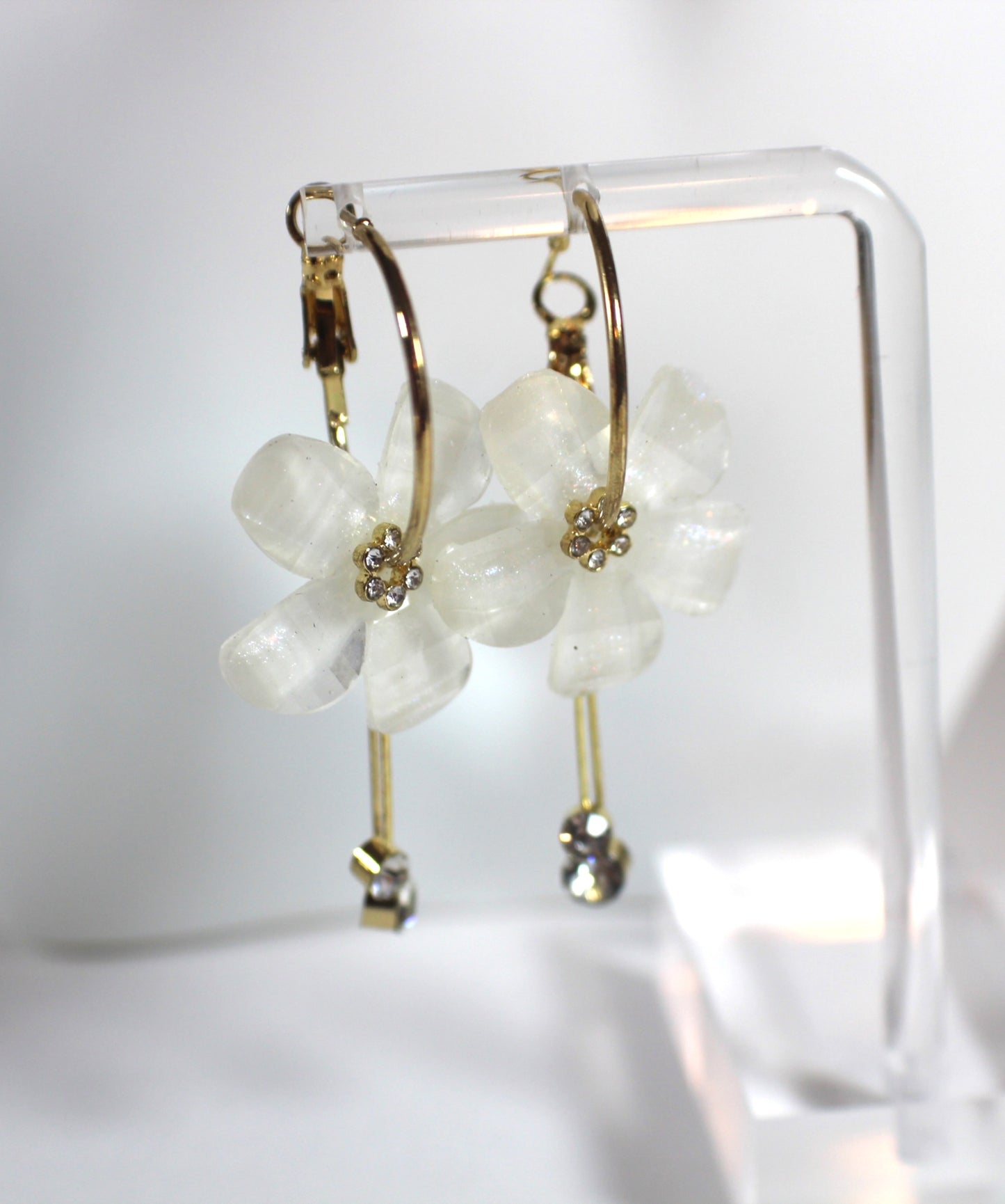 Iridescent Resin Floral Drop Earrings