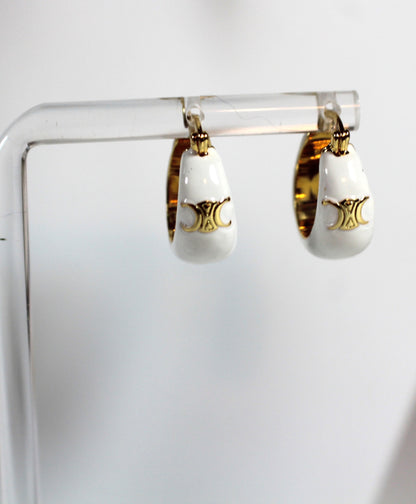 Minimalist Cylinder Drop Earrings – 18K Gold Plated