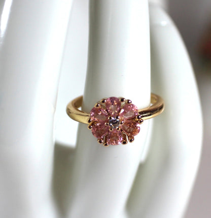 Pink Zircon Floral Ring – 18K Gold PVD Stainless Steel