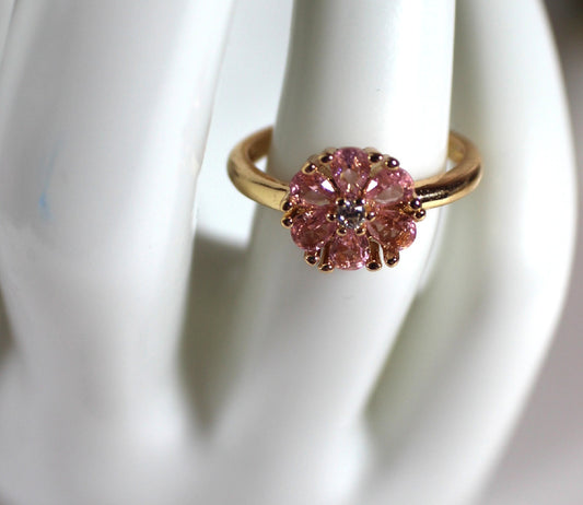 Pink Zircon Floral Ring – 18K Gold PVD Stainless Steel