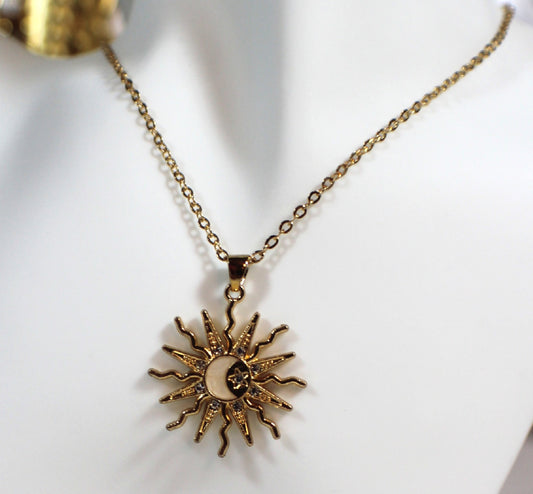 : Celestial Sun & Moon Pendant Necklace