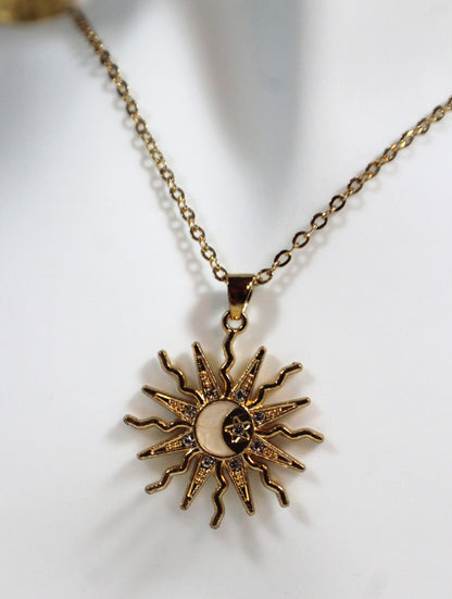 : Celestial Sun & Moon Pendant Necklace
