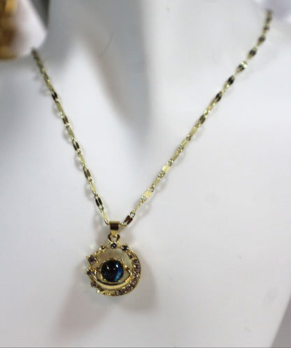 Midnight Halo Blue Zircon Necklace