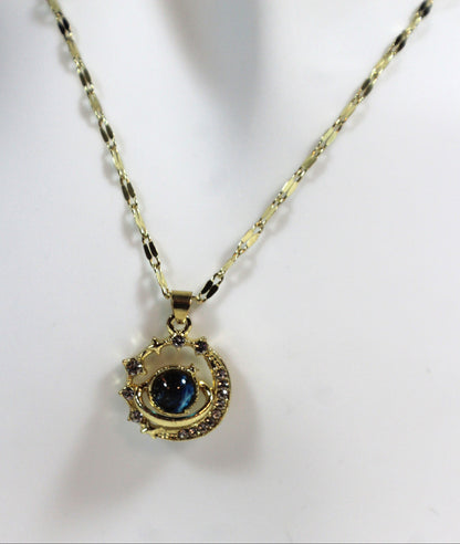 Midnight Halo Blue Zircon Necklace