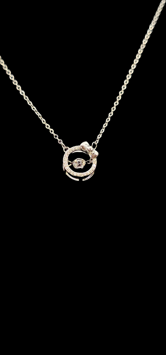 SILVER CIRCLE WITH BOW NECKLACE