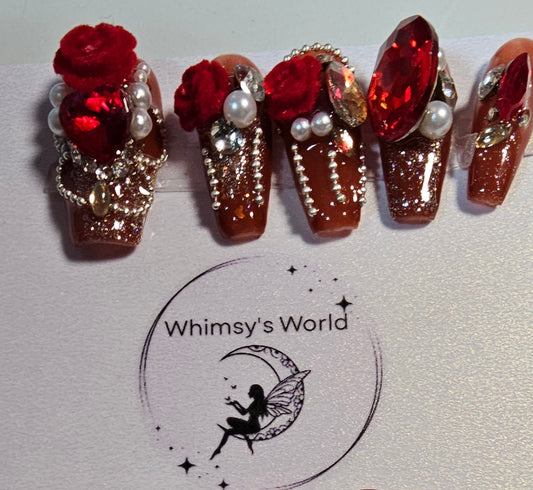 ROSE RED - PRESS ON NAILS