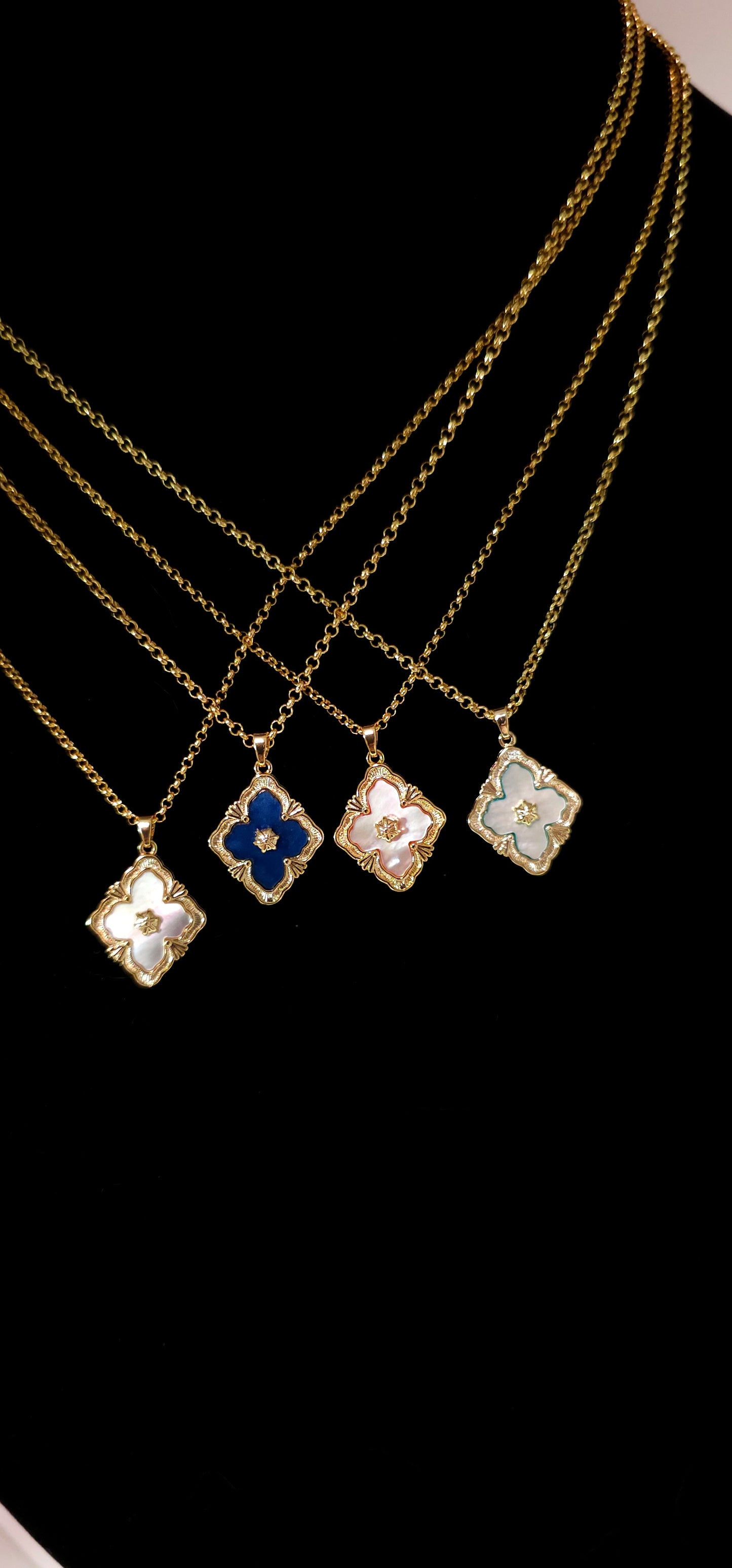 18k Gold Plated Four Leaf Clover Necklace