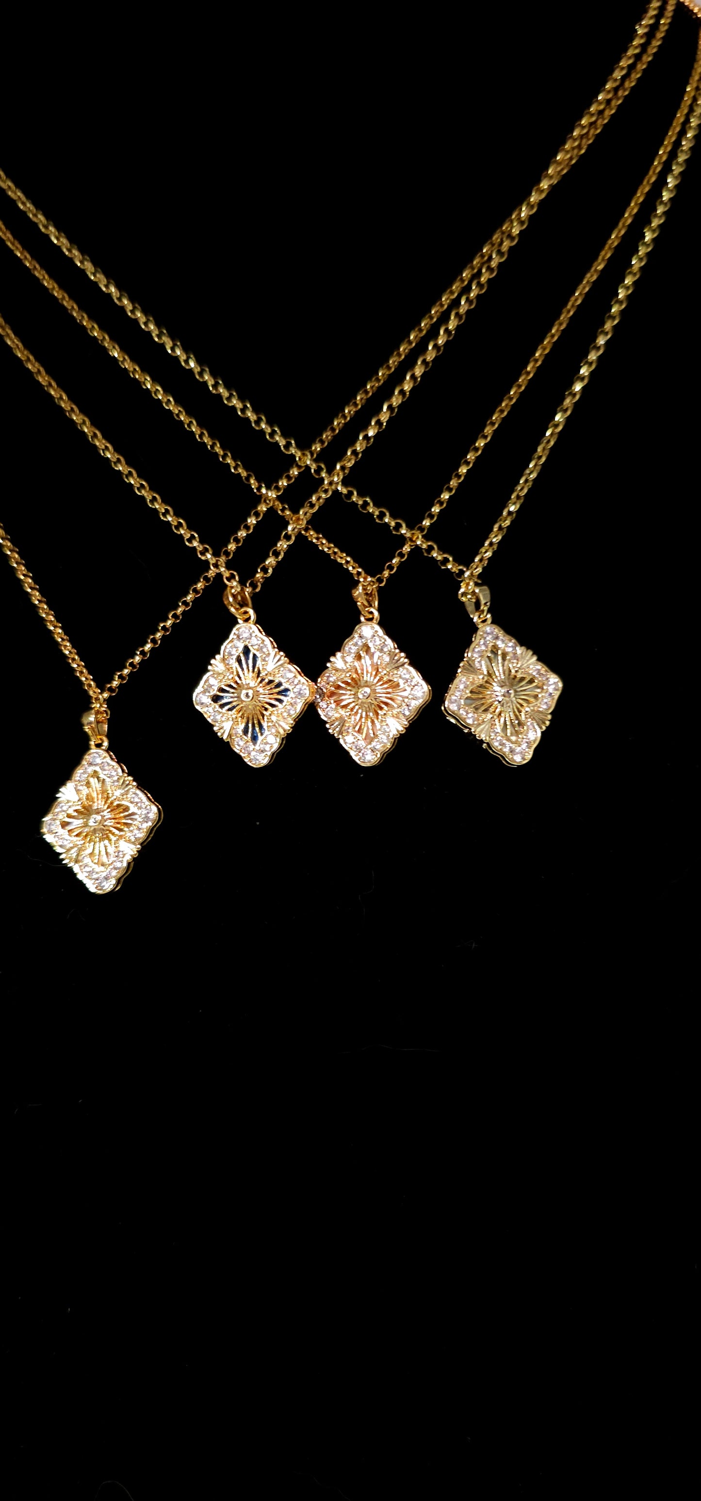 18k Gold Plated Four Leaf Clover Necklace